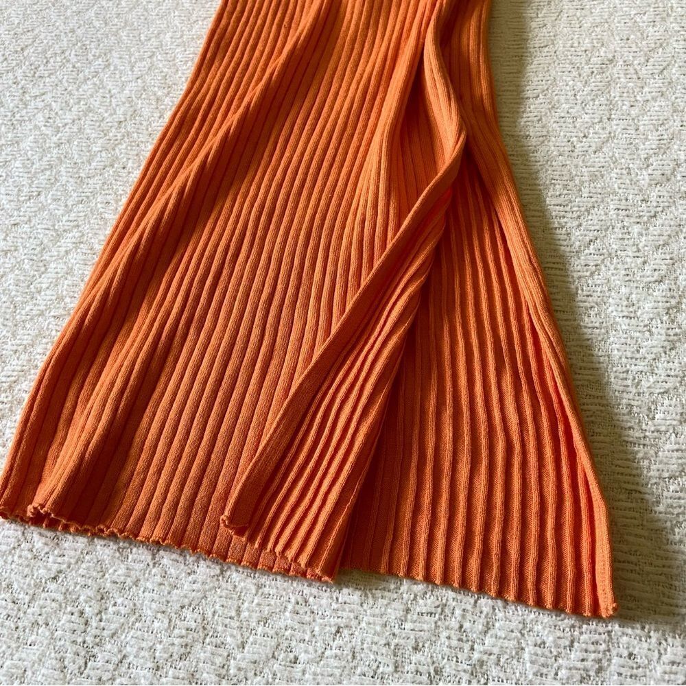 Jolie & Joy Sleeveless Ribbed Twist Back Orange Sweater Pencil Bodycon Dress - Picture 5 of 8